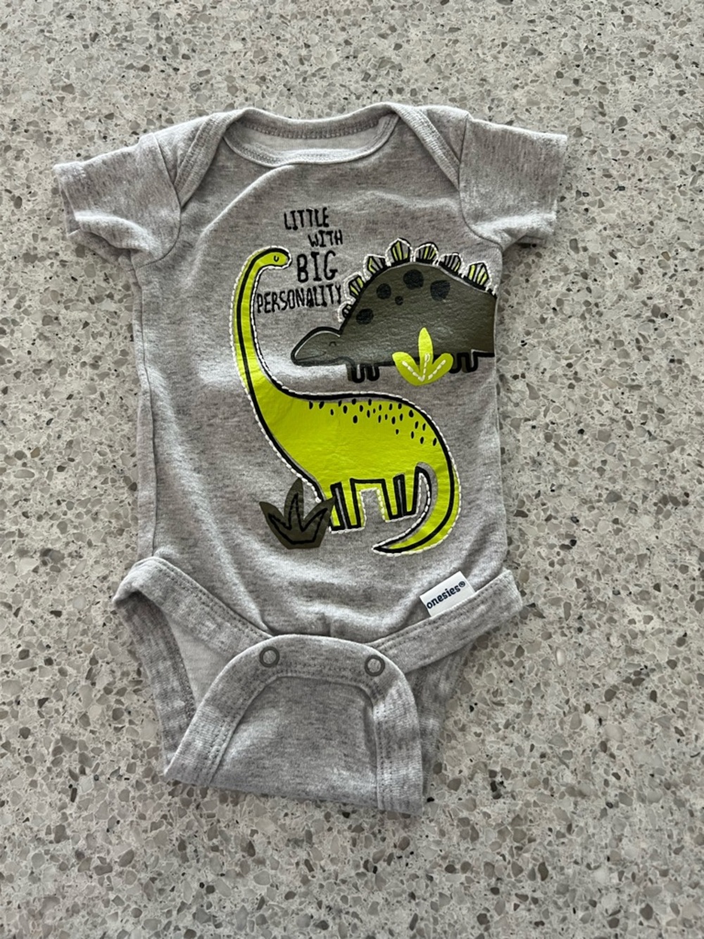 Gerber Baby One-Pieces in Gray, Cream, Black and Green Dinosaur Prints - Picture 3 of 5